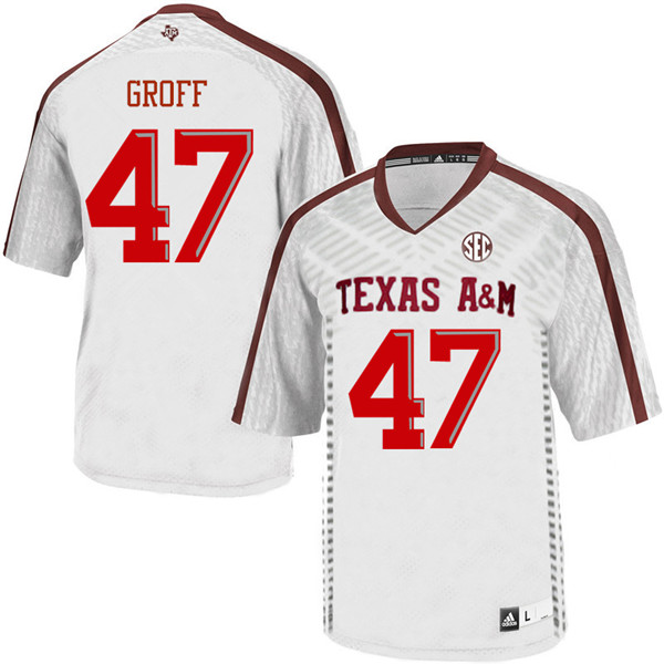 Men #47 Jacob Groff Texas Aggies College Football Jerseys Sale-White - Click Image to Close
